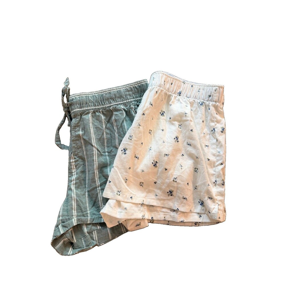 Womens Boxer Lounge Shorts Lot of 2 Medium Cottagecore Garden Cozy Chic Pajamas
